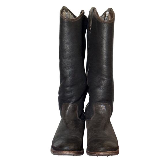 Frye Women's Melissa Button Tall Boots US 8B Shearling Lined Brown Leather - Picture 3 of 15